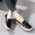 Women's black simple plain casual slip on rocker bottom sneaker 02