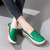 Women's green simple plain casual slip on rocker bottom sneaker 04