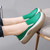 Women's green simple plain casual slip on rocker bottom sneaker 05