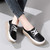 Women's black simple plain lace up rocker bottom shoe sneaker 04