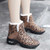 Women's brown leopard suede winter slip on double rocker bottom sneaker 04