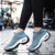 Women's skyblue stripe sock like slip on double rocker bottom sneaker 03