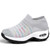 Women's grey stripe sock like slip on double rocker bottom sneaker 01