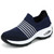 Women's blue stripe sock like slip on double rocker bottom sneaker 01
