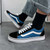 Men's black blue stripe casual canvas lace up shoe sneaker 04