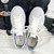 Men's white blue stripe accents lace up shoe sneaker 06