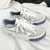 Men's white blue stripe accents lace up shoe sneaker 05
