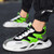 Men's green white casual wave style logo print shoe trainer 03