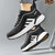 Men's black white logo print stripe block lace up shoe trainer 04