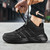 Men's black stripe block casual lace up shoe trainer 05