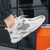 Men's white grey label pattern print stripe lace up shoe sneaker 04