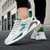 Men's white green logo pattern print casual lace shoe sneaker 04