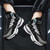 Men's black pattern label print casual lace up shoe sneaker 05