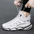 Men's white pattern label print casual lace up shoe sneaker 02