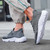 Men's grey casual flyknit texture sock like fit shoe sneaker 05