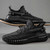 Men's black flyknit stripe check texture lace up shoe sneaker 06