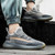 Men's denim blue flyknit stripe check texture lace up shoe sneaker 03