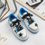 Men's white blue star pattern casual lace up shoe sneaker 06