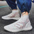 Men's white flyknit texture stripe sock fit slip on shoe sneaker 03