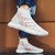 Men's white flyknit texture stripe sock fit slip on shoe sneaker 02