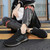 Men's black stripe pattern flyknit casual shoe sneaker 02