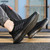 Men's black stripe pattern flyknit casual shoe sneaker 04