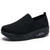 Women's black flyknit texture stripe slip on rocker bottom sneaker 01