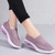 Women's pink flyknit texture stripe slip on rocker bottom sneaker 05