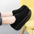 Women's black suede velcro slip on rocker bottom sneaker 03