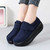 Women's navy suede velcro slip on rocker bottom sneaker 02