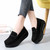 Women's black suede penny slip on rocker bottom sneaker 06