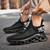 Men's black stripe letter pattern print sport shoe sneaker 04