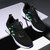 Men's black flyknit stripe block pattern sport shoe sneaker 06