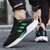 Men's black flyknit stripe block pattern sport shoe sneaker 02