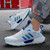 Men's white blue flyknit stripe block pattern sport shoe sneaker 02
