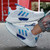 Men's white blue flyknit stripe block pattern sport shoe sneaker 07