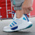 Men's white blue flyknit stripe block pattern sport shoe sneaker 09