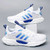 Men's white blue flyknit stripe block pattern sport shoe sneaker 10