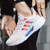 Men's white orange flyknit stripe block pattern sport shoe sneaker 03