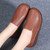 Women's brown simple plain slip on rocker bottom shoe 04