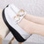 Women's white top metal buckle slip on rocker bottom shoe 05