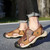 Men's brown casual velcro hollow vamp shoe sandal 04