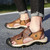Men's brown casual velcro hollow vamp shoe sandal 06
