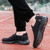 Men's black S pattern stripe texture slip on shoe sneaker 06