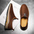 Men's brown letter pattern print hollow out slip on shoe sneaker 04