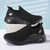 Men's black S pattern print flyknit slip on shoe sneaker 02