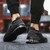 Men's black texture stripe sock like slip on shoe sneaker 08