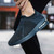 Men's blue texture stripe sock like slip on shoe sneaker 06