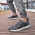 Men's grey curved stripe label pattern slip on shoe sneaker 04