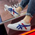 Men's white blue casual label pattern stripe shoe sneaker 04